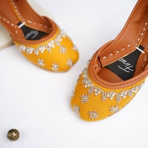 Elegant Yellow Embellished Kids Shoes